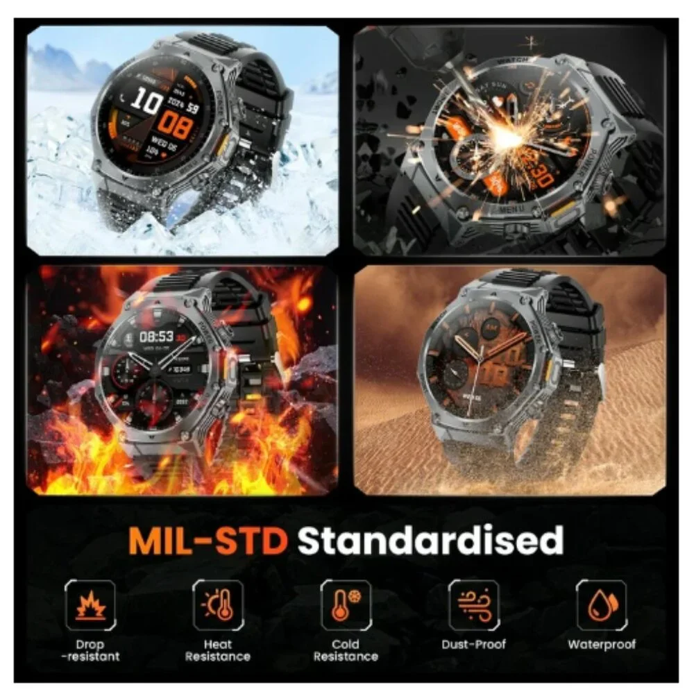 Mingwear 1.8-inch Military Men's Smartwatch for Android or iOS Devices - New